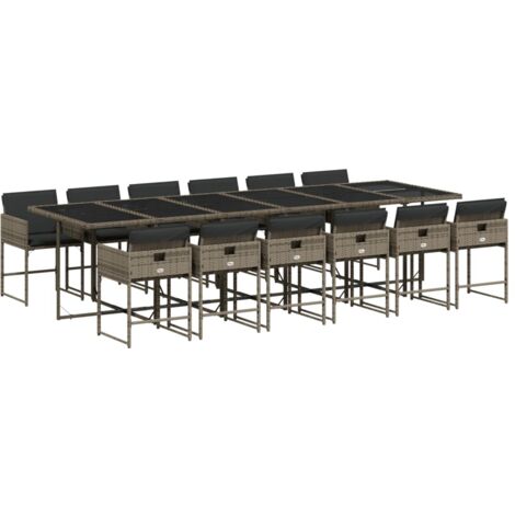 vidaXL Set da Pranzo da Giardino 13pz con Cuscini Grigio in Polyrattan