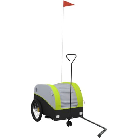 vidaXL Rimorchio da Bici Nero e Verde 30 kg in Ferro