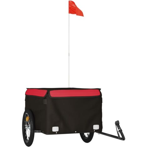 vidaXL Rimorchio da Bici Nero e Rosso 45 kg in Ferro