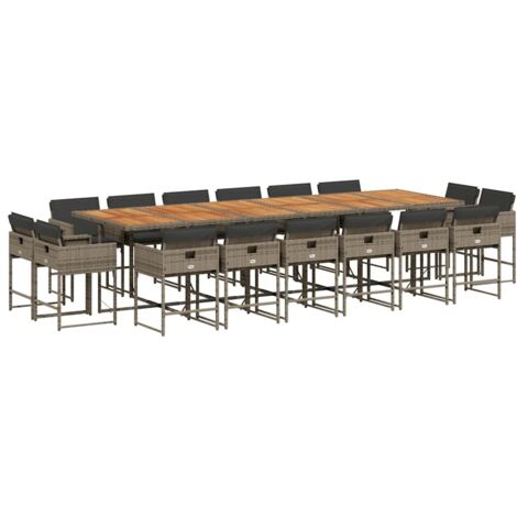 vidaXL Set da Pranzo da Giardino 17pz con Cuscini Grigio in Polyrattan