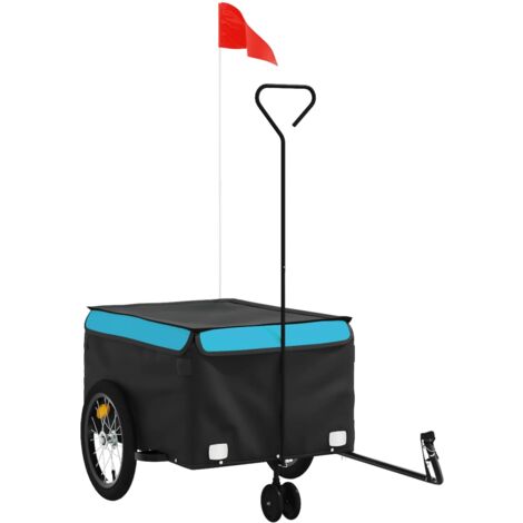 vidaXL Rimorchio da Bici Nero e Blu 45 kg in Ferro