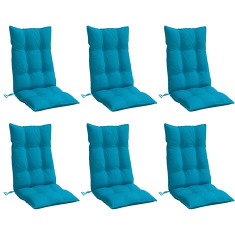 Cuscini Sedia con Schienale Alto 6 pz Blu Chiaro Tessuto Oxford vidaXL