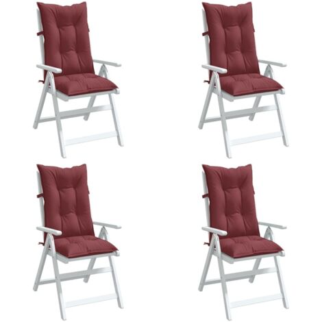Cuscini Sedia Schiena Alta 4 Rosso Vino Mélange 120x50x7 cm vidaXL