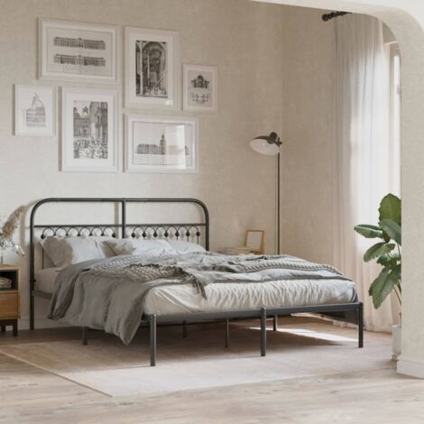 Giroletto con Testiera in Metallo Nero 150x200 cm vidaXL (1/5)