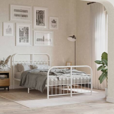 vidaXL Giroletto con Testiera e Pediera Metallo Bianco 120x190 cm (1/5)