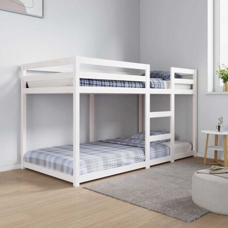 Letto a Castello senza Materasso Bianco 90x190cm Massello Pino vidaXL 674345