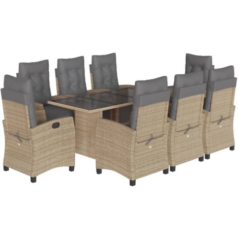 Set Pranzo da Giardino 9 pz con Cuscini Beige Misto Polyrattan vidaXL (1/5)