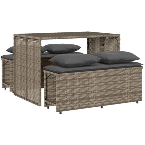 vidaXL Set da Pranzo da Giardino 3 pz con Cuscini in Polyrattan Grigio (1/5)