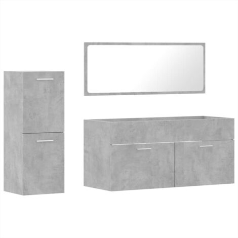 Set Mobili da Bagno 3 pz Grigio Cemento in Legno Multistrato vidaXL