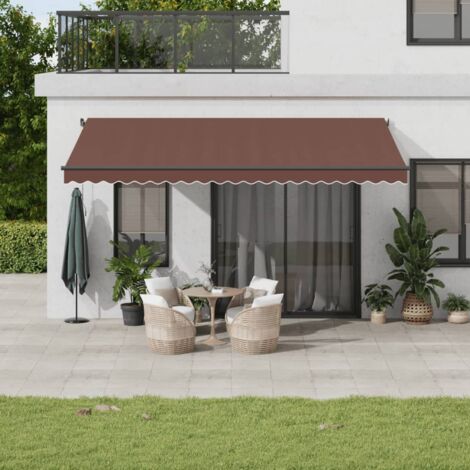 Tenda Sole Retrattile Manuale 500x300 cm Marrone vidaXL