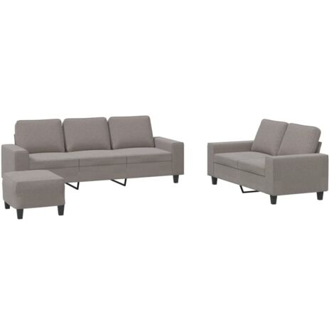 vidaXL Set di Divani 3 pz Tortora in Tessuto