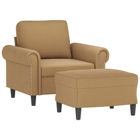 vidaXL Poltrona con Poggiapiedi Marrone 60 cm in Velluto