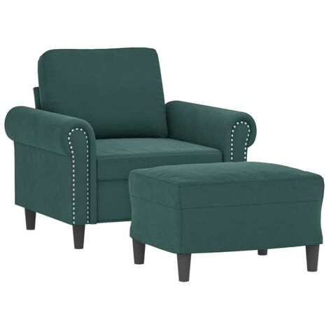 vidaXL Poltroncina con Poggiapiedi Verde Scuro 60 cm in Velluto