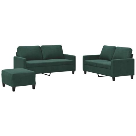 vidaXL Set di Divani 3 pz con Cuscini Verde scuro in Velluto (1/5)