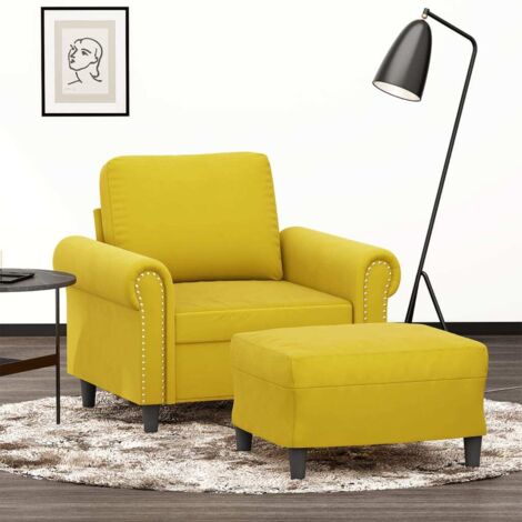vidaXL Poltrona con Poggiapiedi Giallo 60 cm in Velluto