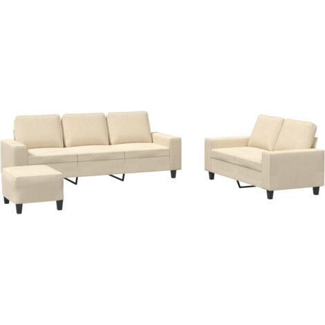 vidaXL Set di Divani 3 pz Crema in Tessuto