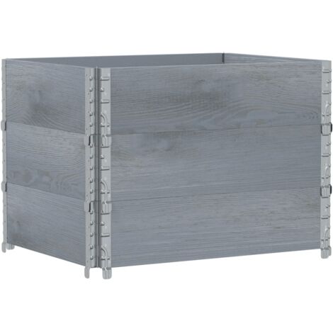 Paretali per Pallet 3pz Grigi 80x60cm in Legno Massello di Pino vidaXL