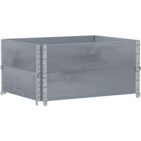 Paretali per Pallet 2pz Grigi 80x60cm in Legno Massello di Pino vidaXL