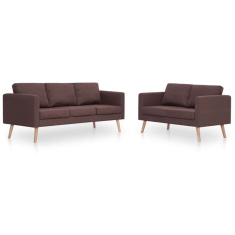 vidaXL Set Divani 2 pz in Tessuto Marrone