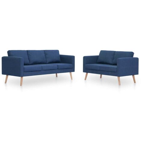 vidaXL Set Divani 2 pz in Tessuto Blu
