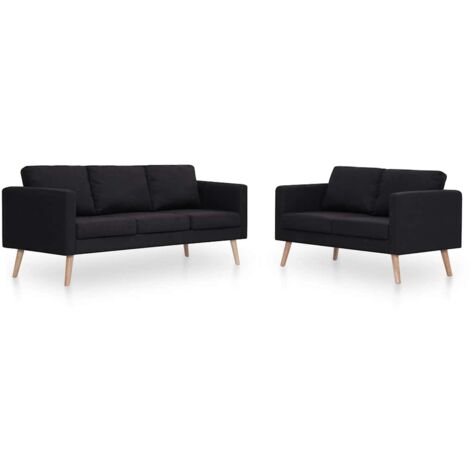 vidaXL Set Divani 2 pz in Tessuto Nero