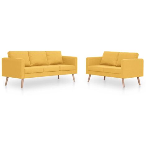 vidaXL Set Divani 2 pz in Tessuto Giallo