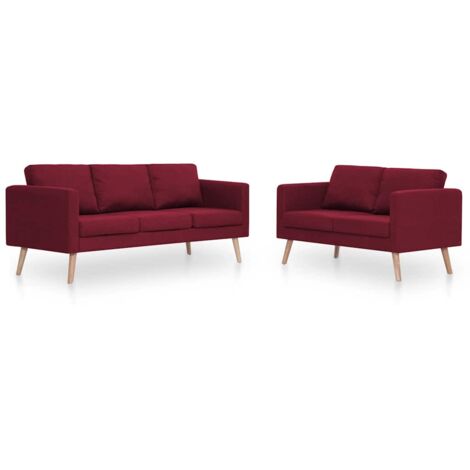 vidaXL Set Divani 2 pz in Tessuto Rosso Vino