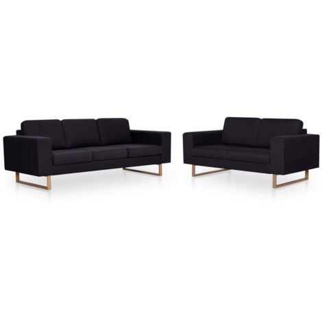 vidaXL Set Divani 2 pz in Tessuto Nero
