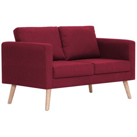Divano a 2 Posti in Tessuto Rosso Vino vidaXL 759591