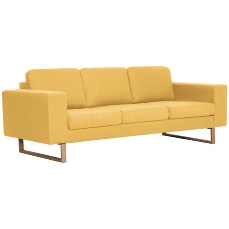 mewmewcat Divano a 3 Posti in Stoffa Imbottito 172x70x82cm Giallo