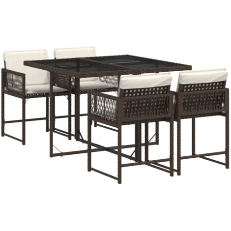 vidaXL Set da Pranzo da Giardino 5pz con Cuscini in Polyrattan Marrone