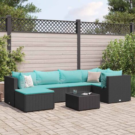 Set Salotto da Giardino con Cuscini 7pz Nero Polyrattan vidaXL (1/5)