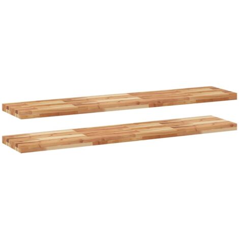 Mensole da Parete 2 pz 120x30x4 cm Legno Acacia Rifinito a Olio vidaXL (1/5)