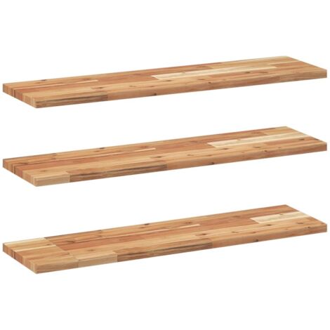 Mensole da Parete 3 pz 100x20x2 cm Legno Acacia Rifinito a Olio vidaXL (1/5)