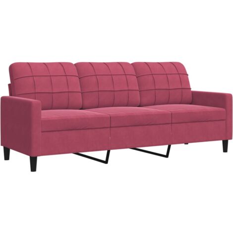 vidaXL Divano a 3 Posti Rosso Vino 180 cm in Velluto (1/5)