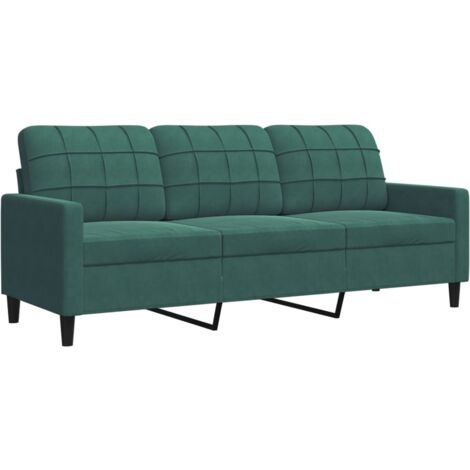 vidaXL Divano a 3 Posti Verde Scuro 180 cm in Velluto