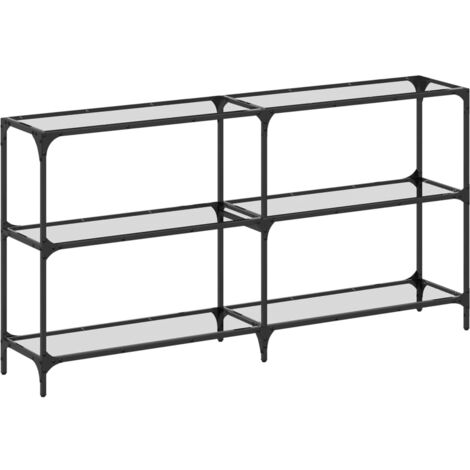 vidaXL Tavolino Consolle Piano Vetro Trasparente 158,5x30x81cm Acciaio