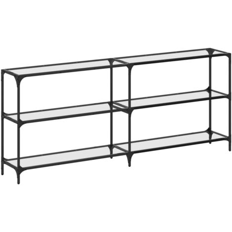 vidaXL Tavolino Consolle Piano Vetro Trasparente 194,5x30x81cm Acciaio