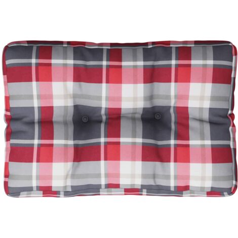 Cuscino per Pallet a Quadri Rossi 60x40x12 cm in Tessuto vidaXL