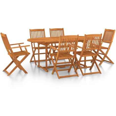 vidaXL Set da Pranzo da Giardino 7pz 180x90x75cm Legno Massello Acacia