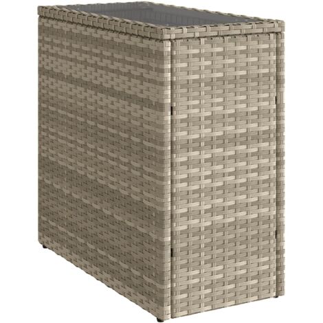vidaXL Tavolo Giardino Piano Vetro Grigio Chiaro 58x27,5x55 Polyrattan