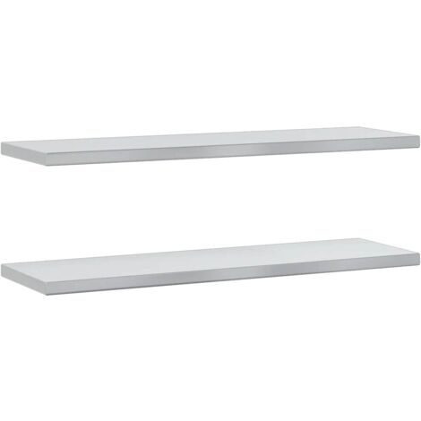Mensole a Muro 2 pz 100x30x3 cm Argento in Acciaio Inossidabile vidaXL (1/5)