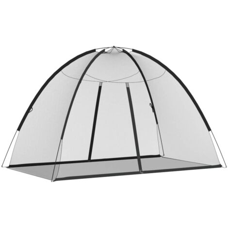 vidaXL Zanzariera Mongolia con Porte 220 Rete Nera 200x120x130 cm
