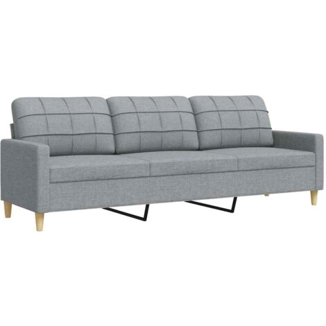 vidaXL Divano a 3 Posti Grigio Chiaro 210 cm in Tessuto (1/5)