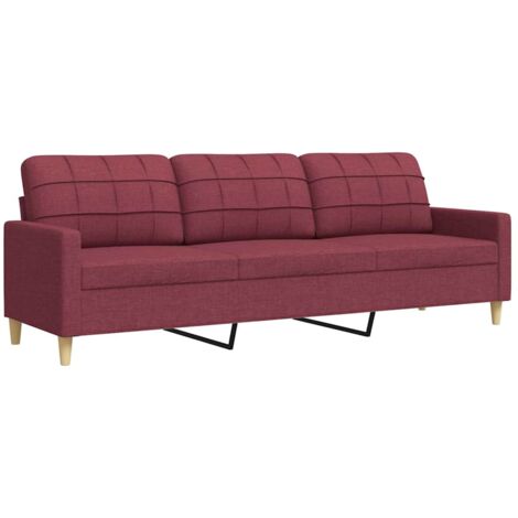 vidaXL Divano a 3 Posti Rosso Vino 210 cm in Tessuto