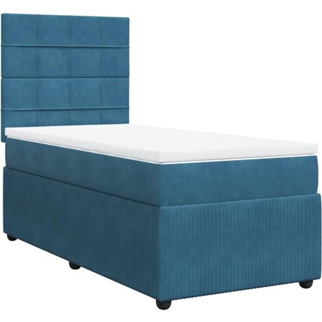 Giroletto a Molle con Materasso Blu Scuro 100x200 cm in Velluto vidaXL
