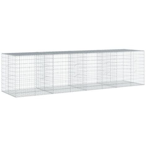 vidaXL Cesto Gabbione con Copertura 400x100x100 cm in Ferro Zincato