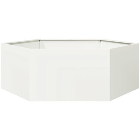 vidaXL Fioriera da Giardino Bianca Esagono 138x120x45 cm in Acciaio