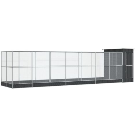 vidaXL Voliera con Estensione Argento 830x203x216 cm in Acciaio