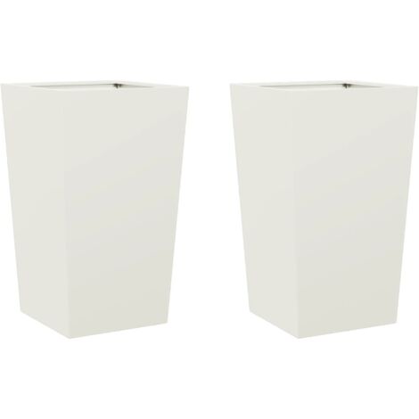 vidaXL Fioriere da Giardino 2 pz Bianche 45x45x75 cm in Acciaio